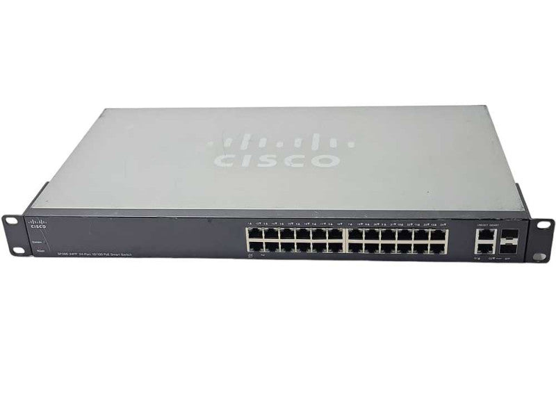 Cisco SF200-24FP 24x 10/100M PoE RJ45 2x SFP Smart Switch w RackMount Ears _