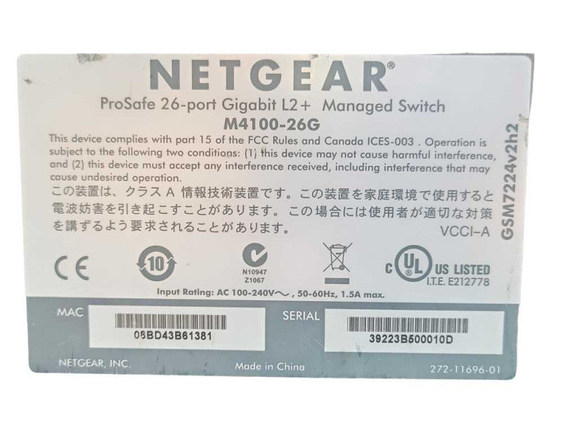 NetGear ProSafe 26-Port Gigabit L2+ Managed Switch M4100-26G, READ _