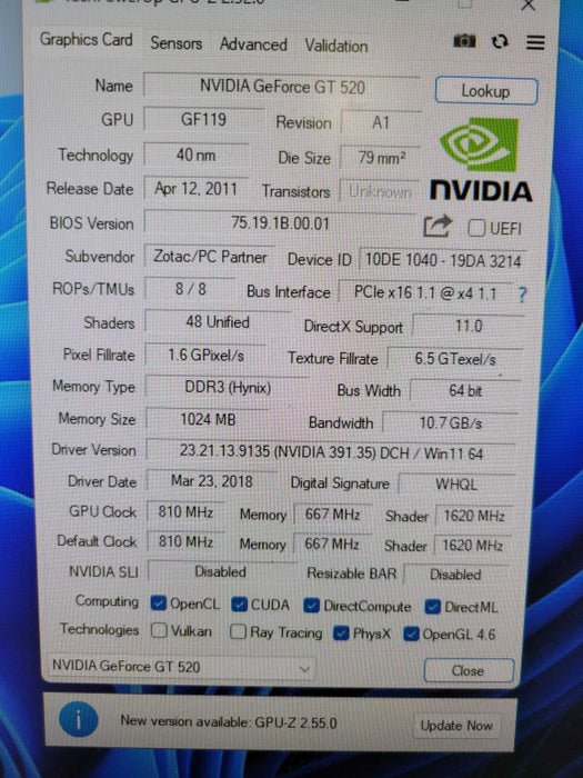 ZOTAC NVIDIA GT620 1GB PCIE