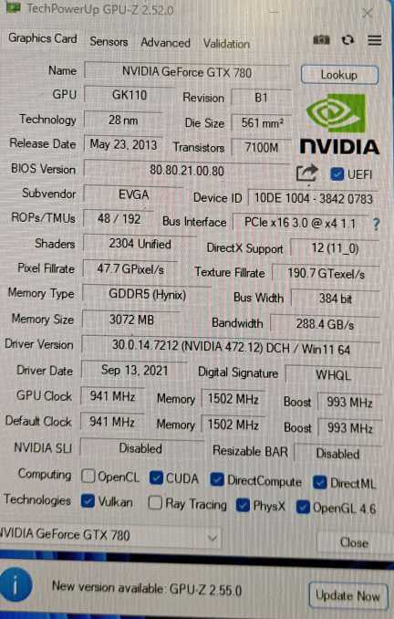 EVGA GeForce GTX 780 (03G-P4-2783-KR) 3GB GDDR5 PCI-E Graphics Card )