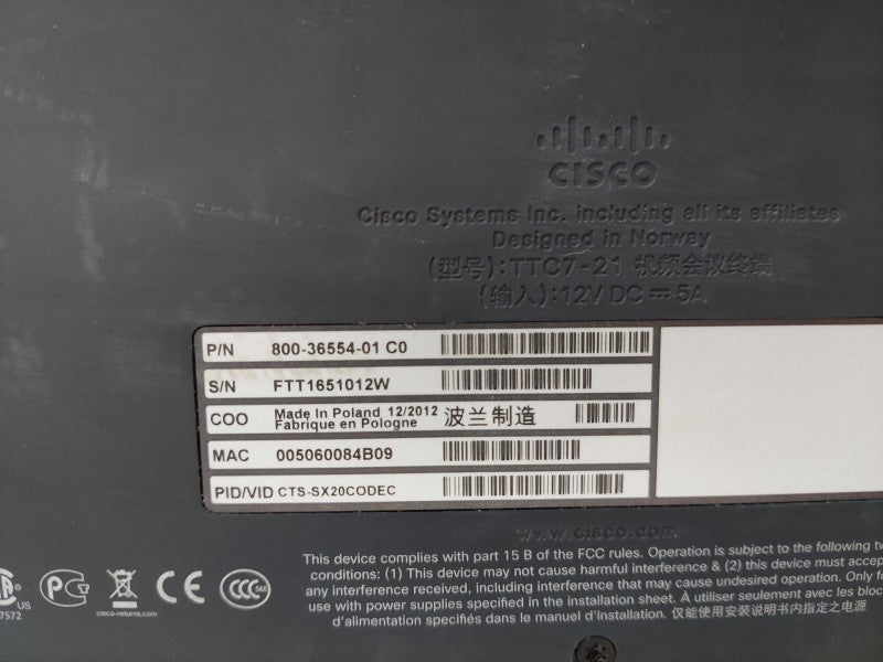 Cisco Telepresence Precision HD 1080p camera TTC8-02 & Base Dock TTC7-21