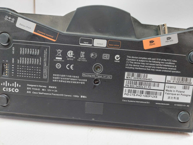 Cisco Telepresence Precision HD 1080p camera TTC8-02 & Base Dock TTC7-21