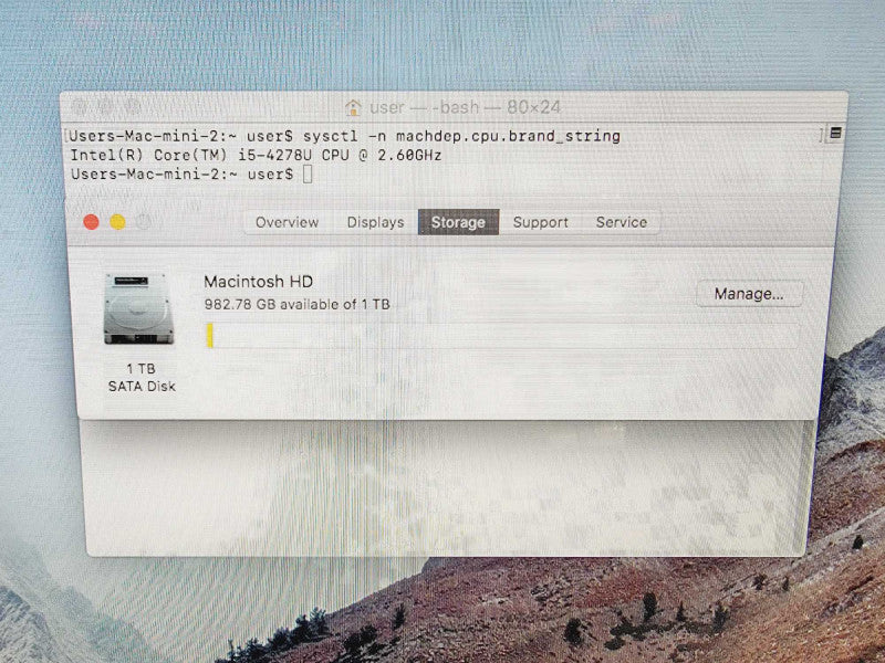 Apple Mac Mini 2014 Core i5-4278U @ 2.6GHz 8GB DDR3 1TB HDD Q(