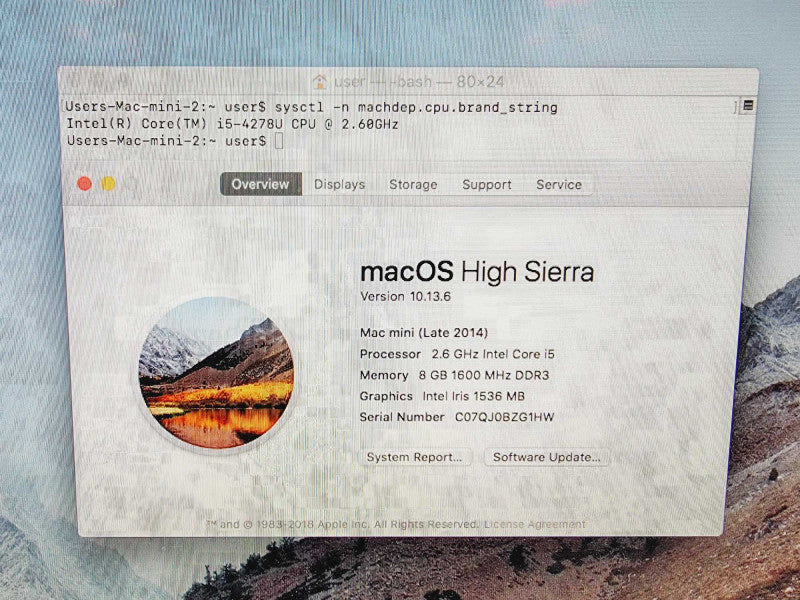 Apple Mac Mini 2014 Core i5-4278U @ 2.6GHz 8GB DDR3 1TB HDD Q(