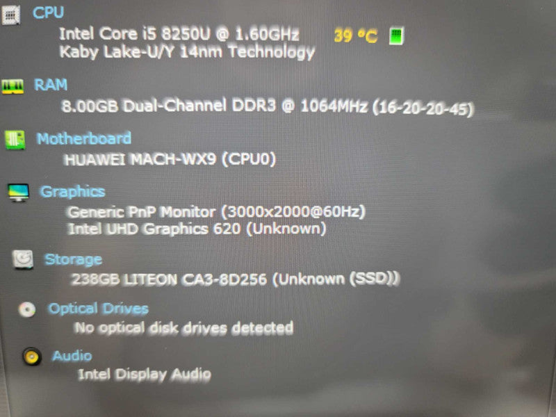 Huawei MateBook Mach W19 i5-8250U@ 1.60GHz, 8GB DDR4, 256GB m.2  QÎ²