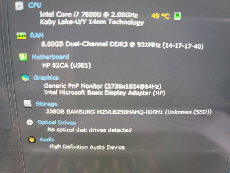 HP Elite X2 1020 G2 2-in-1 i7-7600U@2.80 8GB DDR3, 256GB m.2  Î²