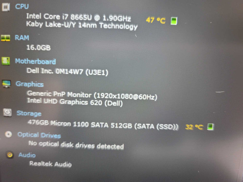 Dell Latitude 5500 I7-8665U @ 1.90GHz, 16GB DDR4, 512GB m.2  Î²