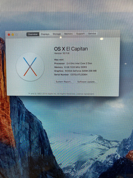 Apple Mac mini Mid 2010 Intel Core 2 Duo P8600@ 6GB RAM 320GB HDD; SuperDrive