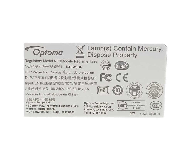 Optima DAEWSGG Full 3D HDMI DLP Multimedia Projector, READ _