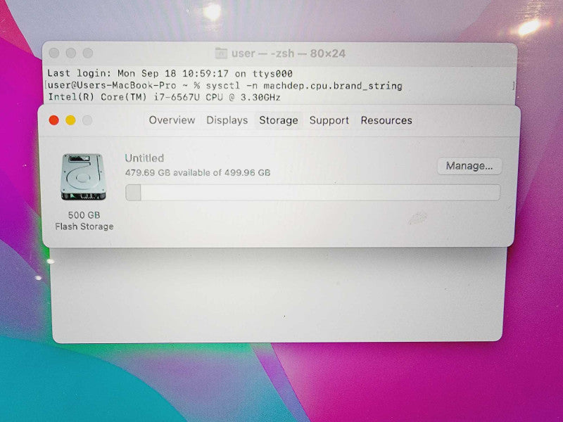 Apple Macbook Pro 2016 13\\" Core i7-6567U @ 3.3GHz 8GB DDR3 500GB SSD [Read] (