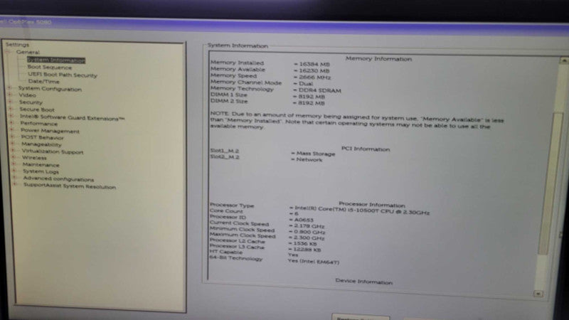 Dell OptiPlex 5080 - Core i5-10500T CPU | 16GB | 256GB SSD - NO PWR ADPTR