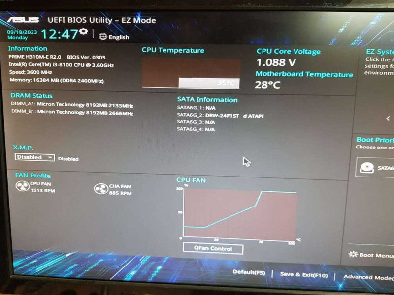 Custom PC PRIME H310M- E R2.0 I3 - 8100 CPU @ 3.60GHz 16GB DDR4 Ram