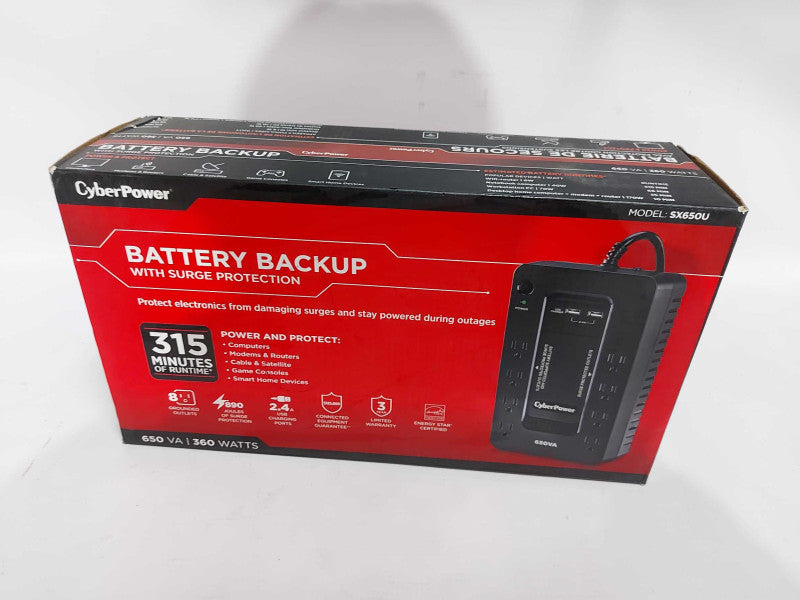Cyber Power Battery back-up W/ Surge Protection 650VA SX650U #