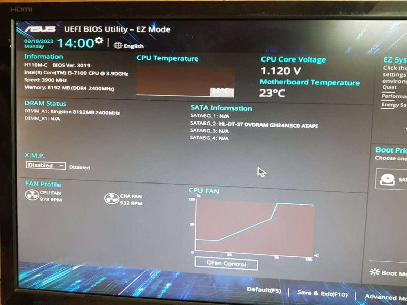 ASUS Custom PC H110M-C I3 - 7100 CPU @ 3.90GHz 8GB DDR4 Ram Q