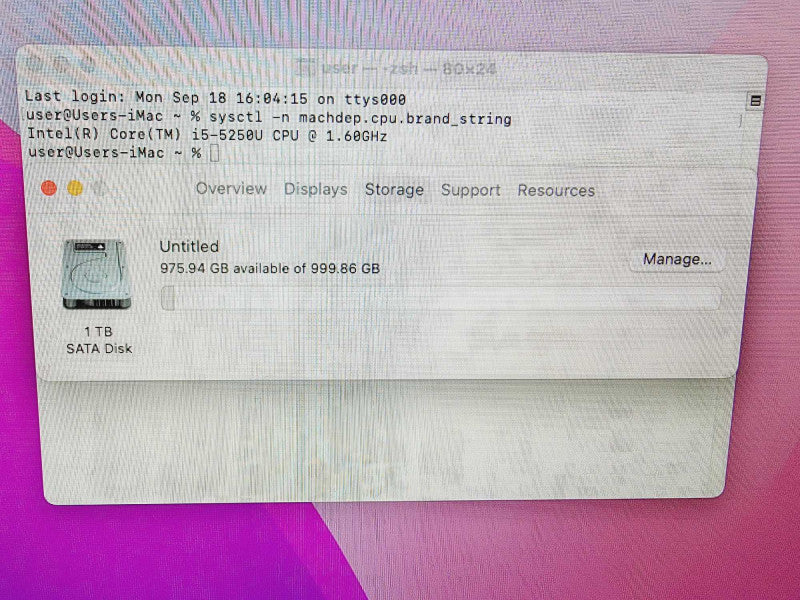 Apple iMac 2015 21.5\\" Core i5-5250U @ 1.6GHz 8GB DDR3 1TB HDD [Read] (