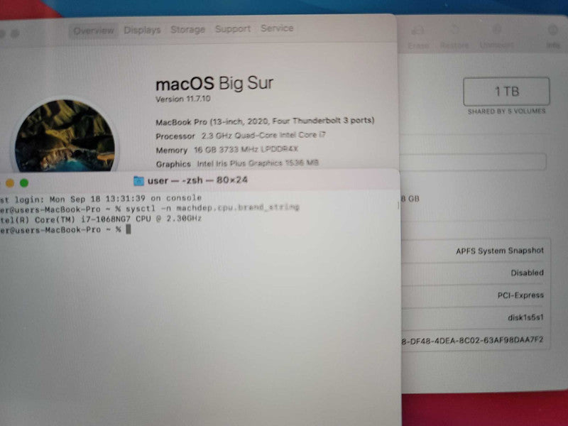 Apple Macbook Pro 2020 13\\" Core i7-1068NG7 @ 2.3GHz 16GB DDR4 1TB SSD Î²