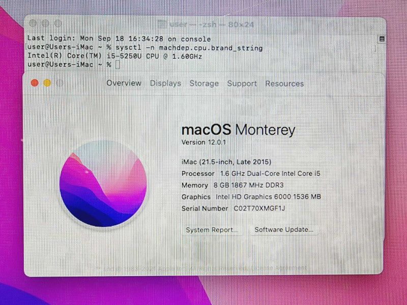 Apple iMac 2015 21.5\\" Core i5-5250U @ 1.6GHz 8GB DDR3 1TB HDD [Read] (