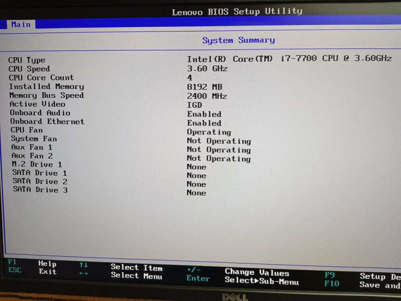 Lenovo ThinkCentre M710S i7-7700 CPU @ 3.60GHz 8GB DDR4 Ram