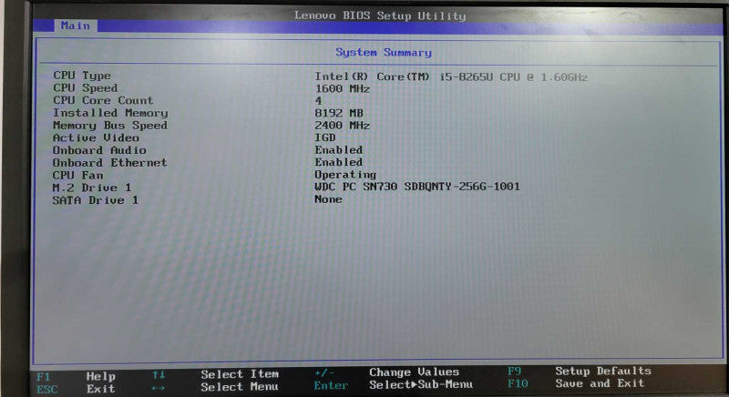 Lenovo ThinkCentre M630e MFF i5-8265u 1.60GHz - 8GB RAM - 256GB SSD NVMe !