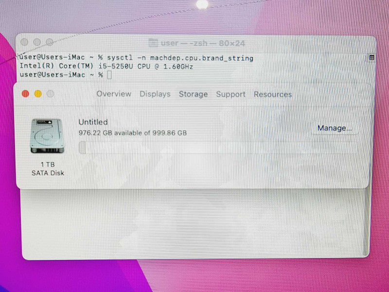 Apple iMac 2015 21.5\\" Core i5-5250U @ 1.6GHz 8GB DDR3 1TB HDD [Read] (
