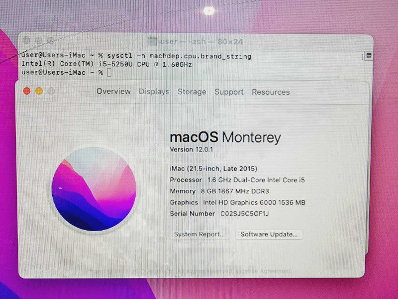 Apple iMac 2015 21.5\\" Core i5-5250U @ 1.6GHz 8GB DDR3 1TB HDD [Read] (