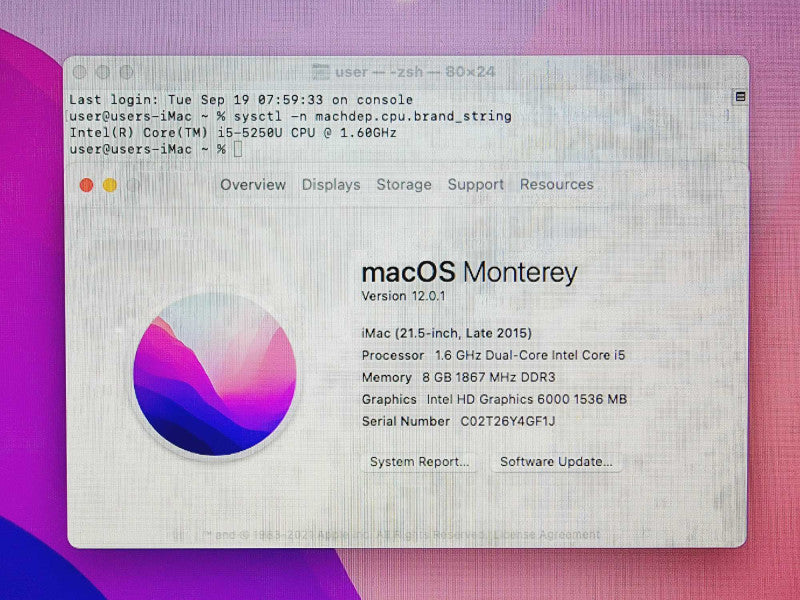 Apple iMac 2015 21.5\\" Core i5-5250U @ 1.6GHz 8GB DDR3 1TB HDD (