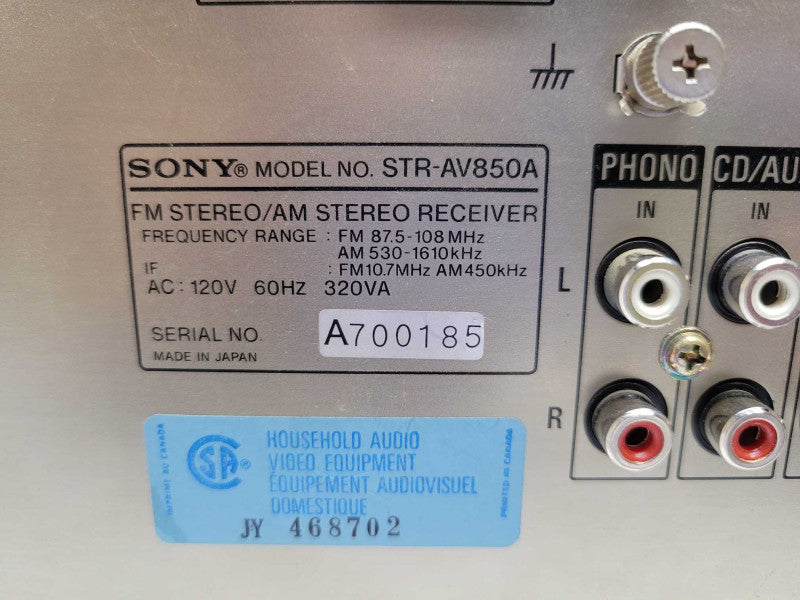 Sony STR-AV850 A/V FM-AM Receiver w/ remote and original box (AS-IS)