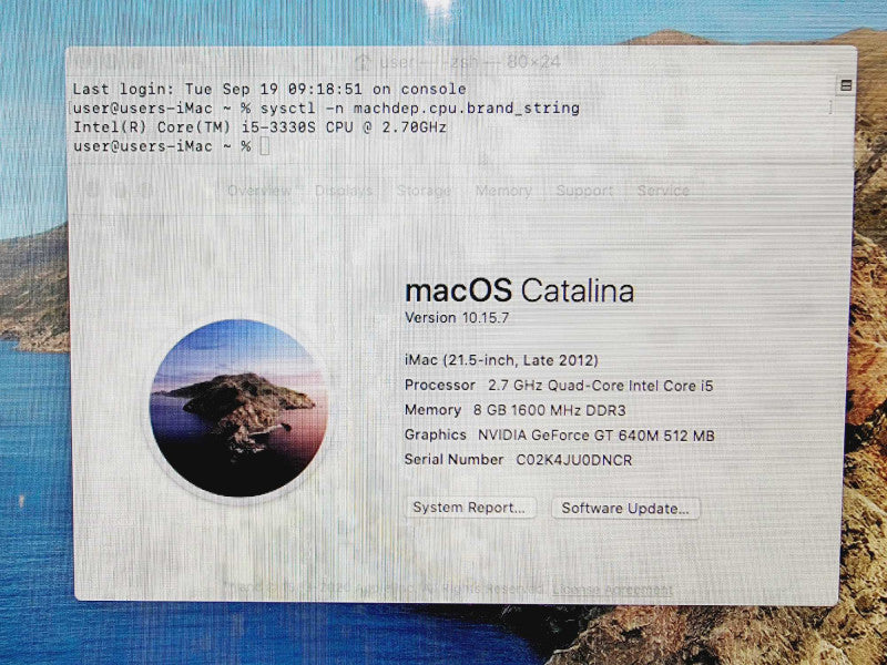 Apple iMac 2012 21.5\\" Core i5-3330S @ 2.7GHz 8GB DDR3 1TB HDD [Read] (