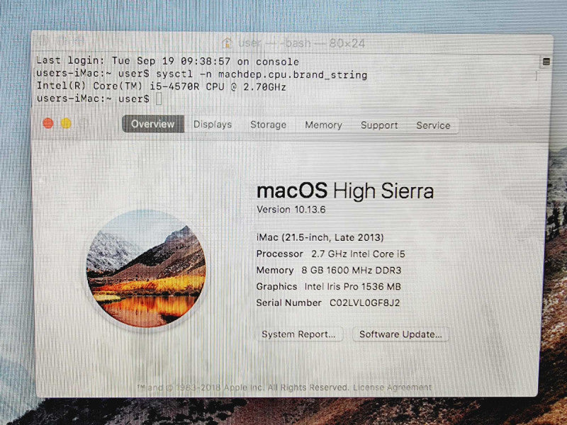 Apple iMac 2013 21.5\\" Core i5-4570R @ 2.7GHz 8GB DDR3 1TB HDD (