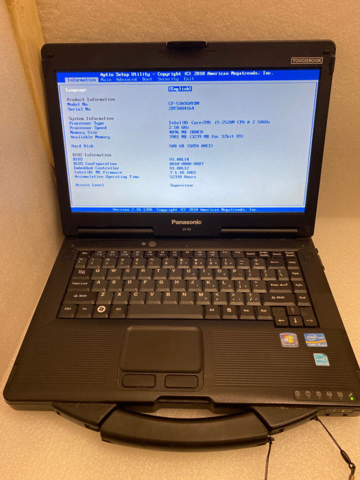 PANASONIC TOUGHBOOK LAPTOP Intel Core i5-2520M 4GB RAM 500GB HDD 52310 Hours