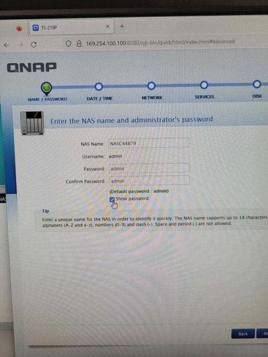 QNAP 2-BAY Network Attached storage TS-219P with 2x 4TB HDDs, READ _