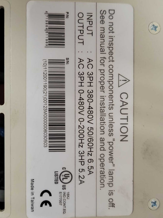 TECO M50 Fluxmaster 3PH 380-480V 50/60Hz Input, 3PH 0-480V 0-200Hz Output SEE _
