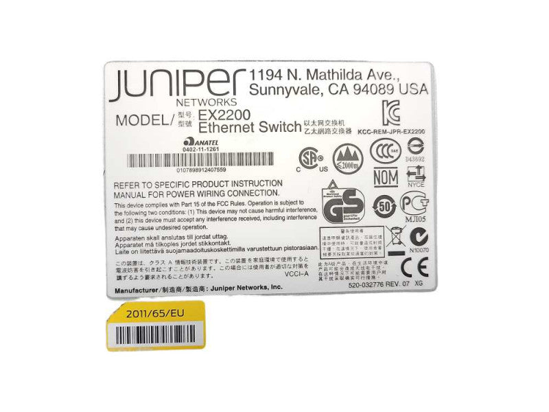 Juniper EX2200-24P-4G 24-Port Gigabit Ethernet PoE & 4x SFP Network Switch  Q$