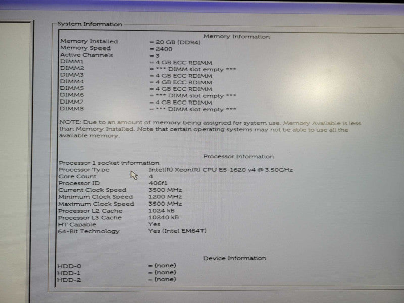 Dell Precision 5810 Tower (T5810) Desktop Xeon E5-1620v4 3.5GHz 20GB RAM QUADRO M2000 !