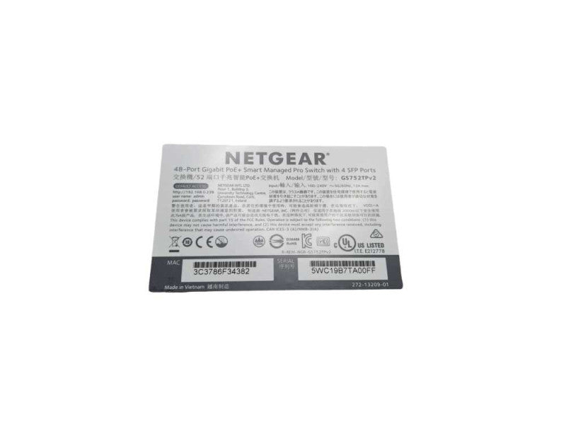 Netgear Pro GS752TP 48 Port 1Gb Switch 380W POE+ Smart Managed | 4x 1Gb SFP )
