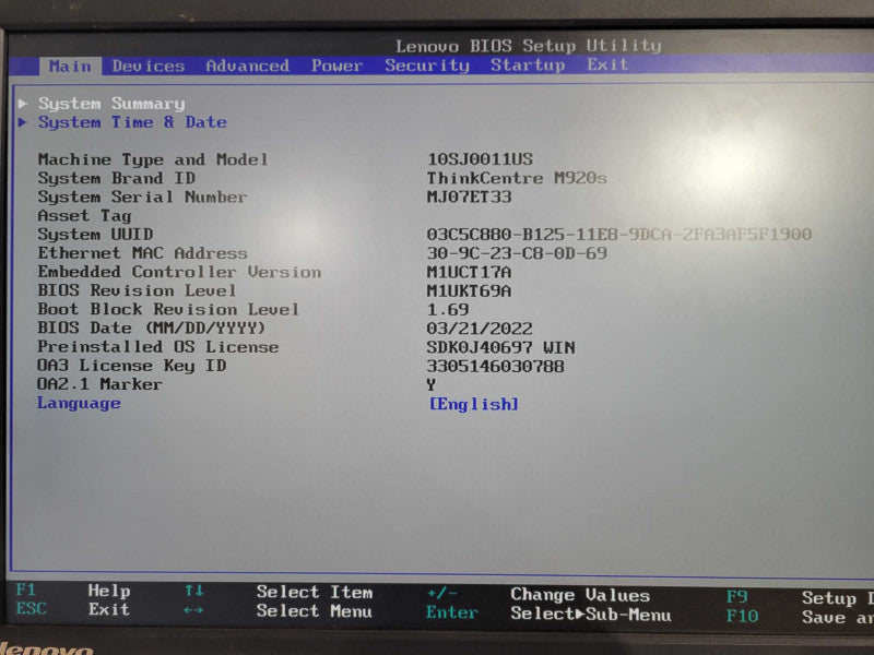 Lenovo ThinkCentre M920s i7-8700 @ 3.20GHz 8GB DDR4 NO HDD !