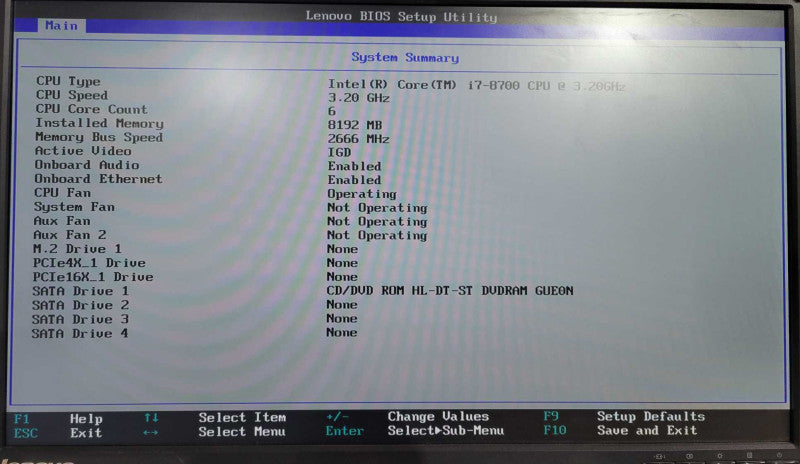 Lenovo ThinkCentre M920s i7-8700 @ 3.20GHz 8GB DDR4 NO HDD !