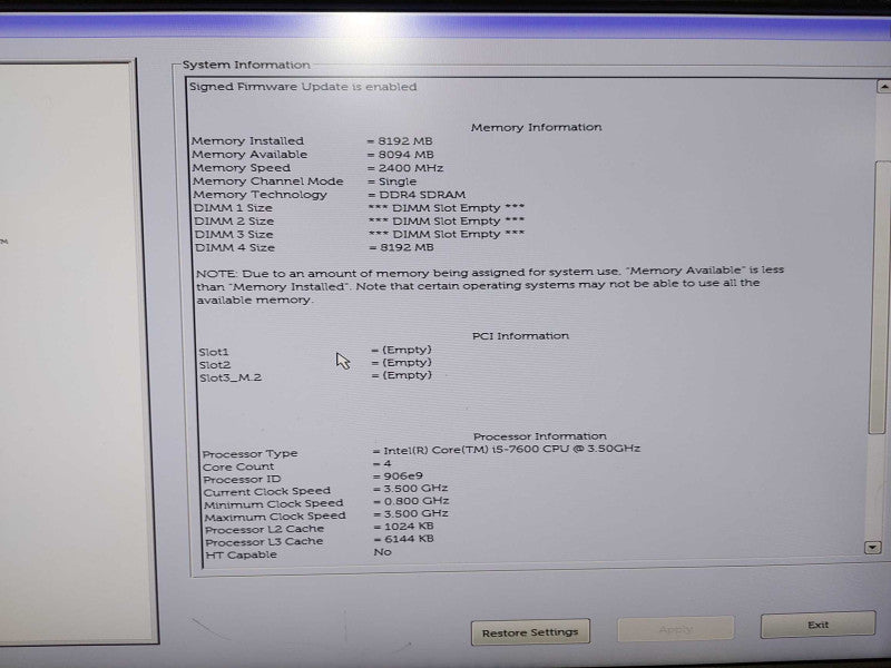 Dell Optiplex 7050 i5-7600 @ 3.50ghz / 8gb ram / READ #