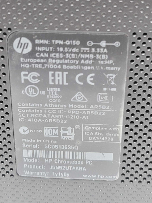 HP Chromebox TPN-Q15 - Core i7-4600U | 8GM RAM | 16GB SSD + PWR ADPTR Q