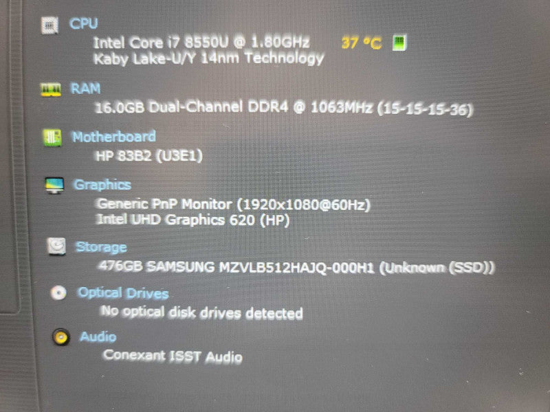 HP EliteBook 840 G5 i7-8550U @ 1.80GHz, 16GB DDR4, 512GB m.2  Î²