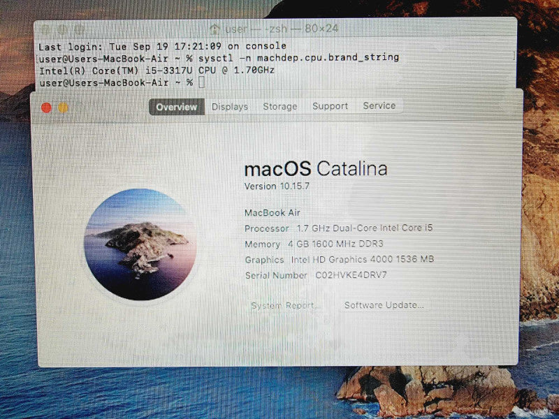 Apple Macbook Air 2012 11\\" Core i5-3317U @ 1.7GHz 4GB DDR3 120GB SSD (