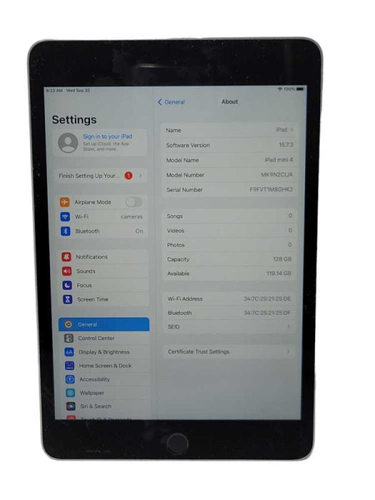 Apple iPad mini 4 128GB, Wi-Fi, 7.9in - Space Gray _