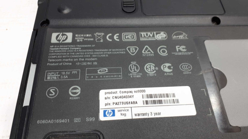 HP Compaq nc6000  Pentium Vintage Laptop PP2090 &
