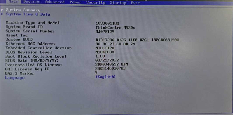 Lenovo ThinkCentre M920s i7-8700 @ 3.20GHz 8GB DDR4 No HDD/OS )