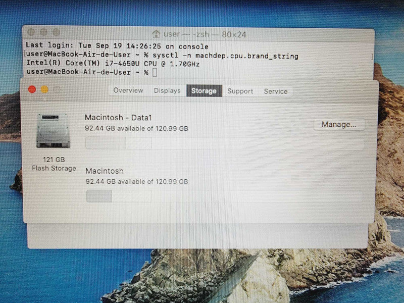 Apple Macbook Air 2014 11\\" Core i7-4650U @ 1.7GHz 8GB DDR3 120GB SSD (