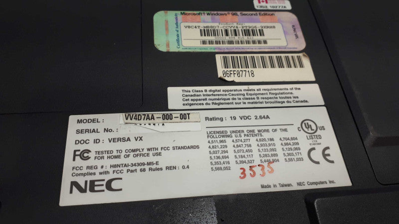 NEC VERSA VXi Laptop Pentium iii, Vintage Laptop &