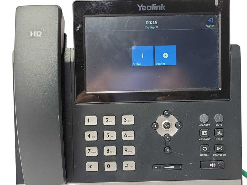 Yealink Ultra-elegant Gigabit IP Phone SIP-T48S w/ Hand set, Factory reset Q_