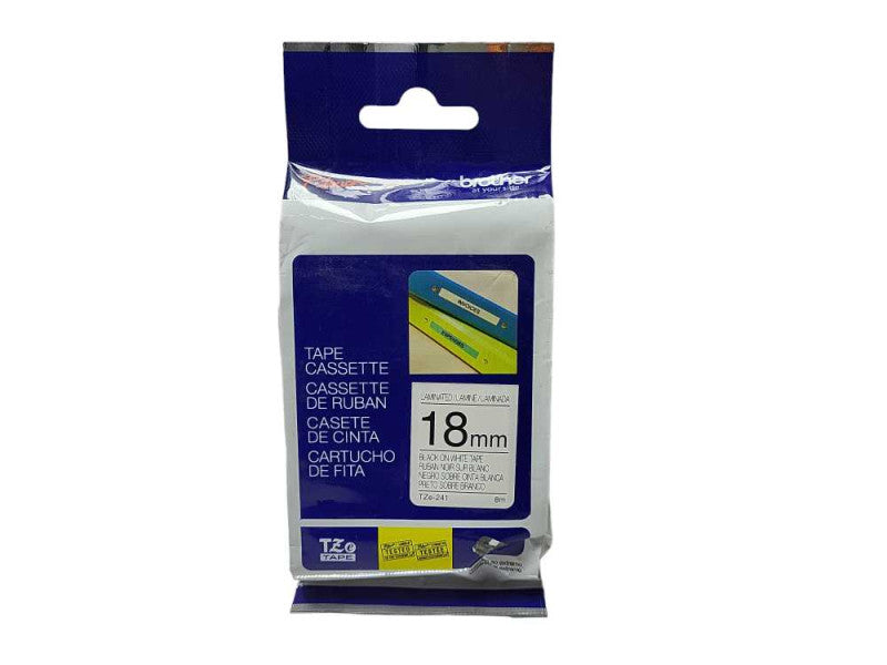 P-Touch Tz Laminated, 18mm Black On White Brand New $