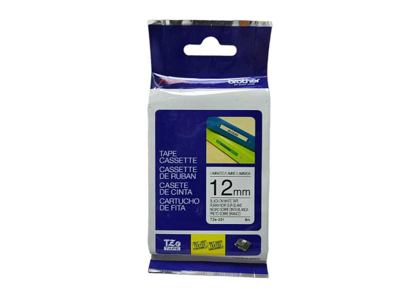 P-Touch Tz Laminated, 12mm Black On White Brand New $