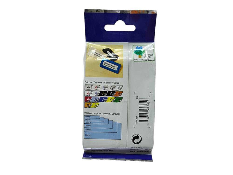 P-Touch Tz Laminated, 12mm Black On White Brand New $